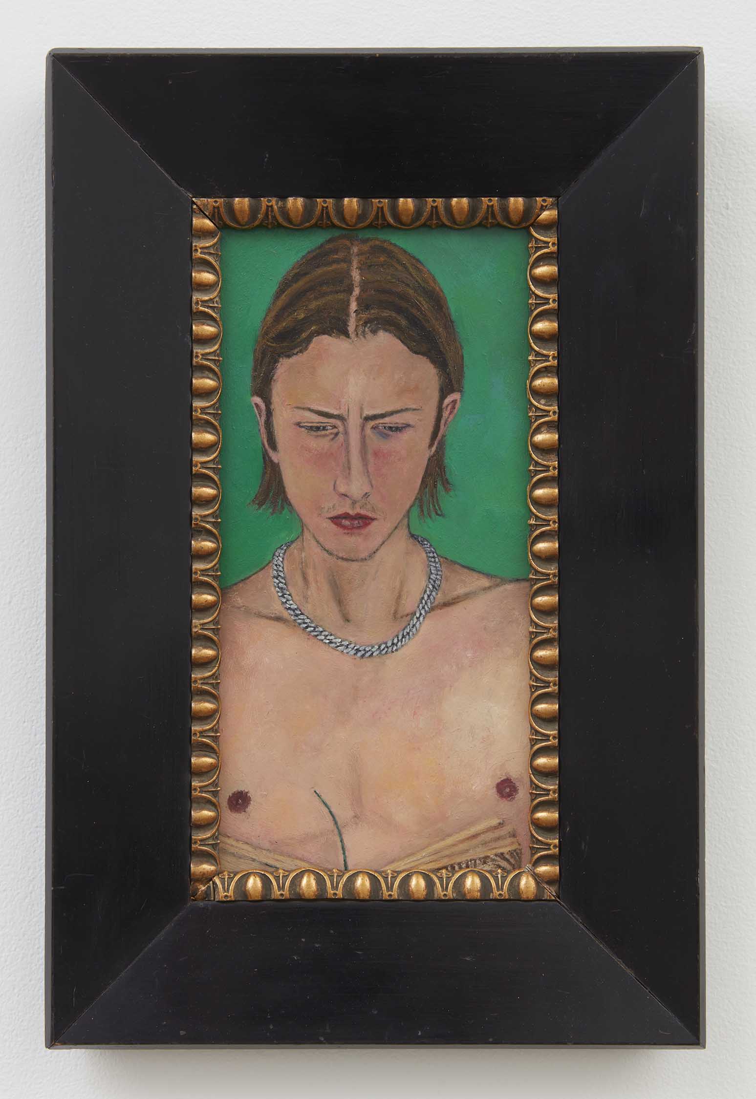 Max Jahn, <i>Anton</i>, 2025. Oil on copper in artist's frame, 17 3/8 x 11 3/8 x 1 1/8 in (44.1 x 28.9 x 2.9 cm)